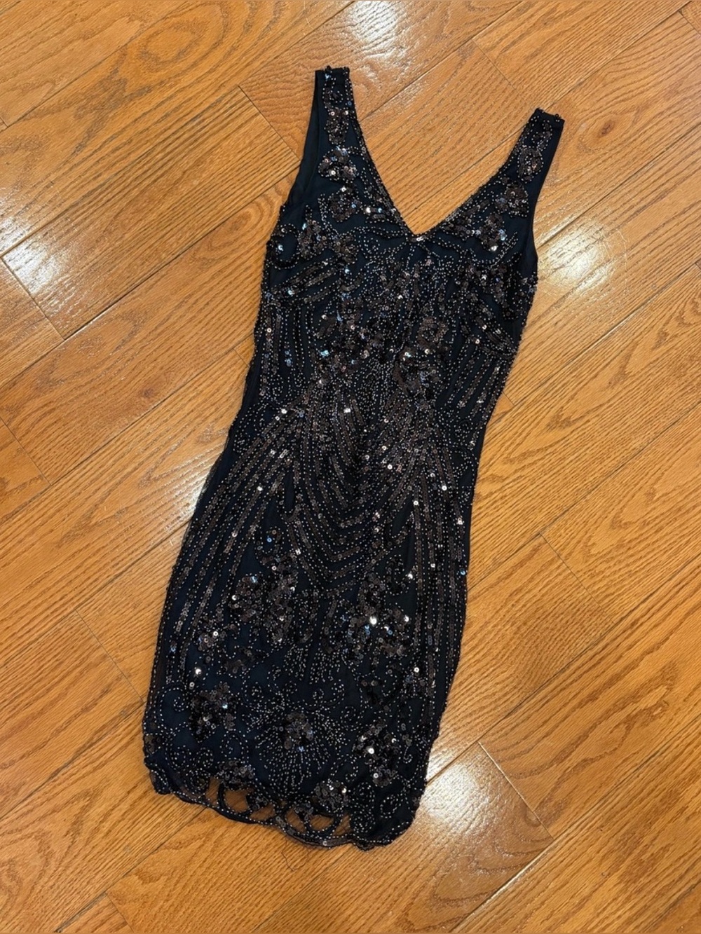 Minuet Black Sequin Beaded Art Deco Bodycon Cocktail Dress Size Small NWT - Picture 2 of 7